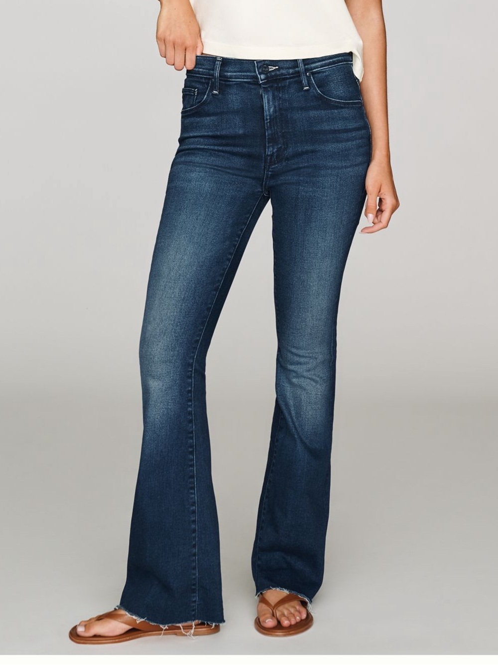Mother The Weekender Fray Flare Jeans Heirloom Wash